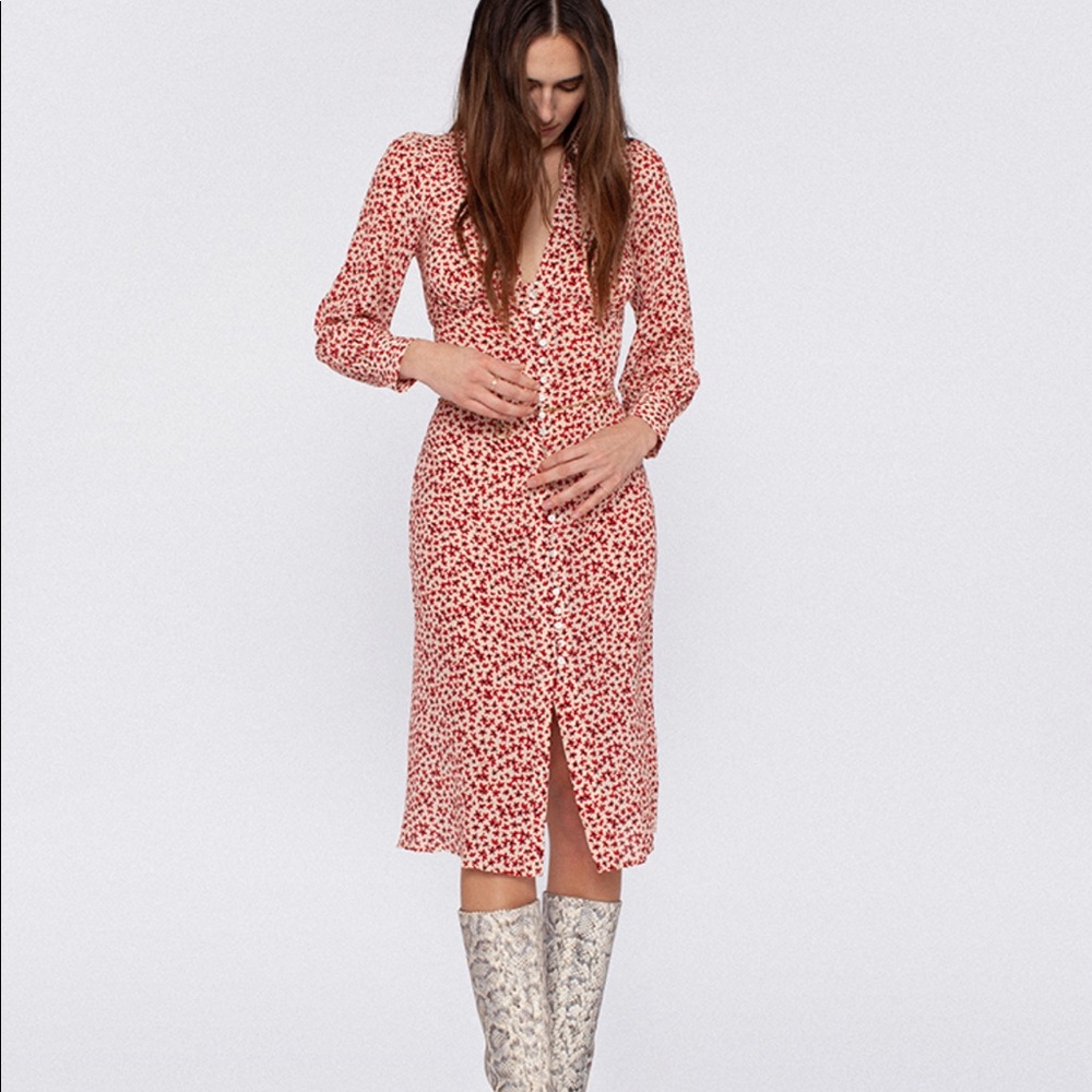 Realisation Par Red and White Midi Dress